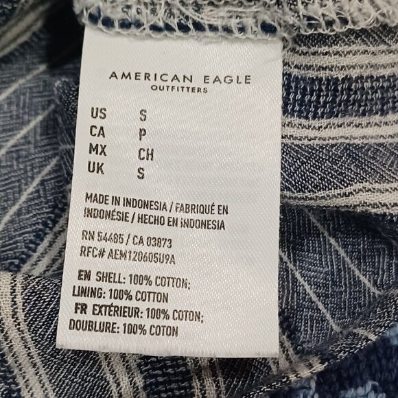 American Eagle Ladies Small Tie Front Striped Blouse Baloon Sleeves GUC - Picture 9 of 9